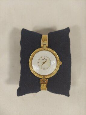 Vintage 1980's Anne Klein Gold Rhinestone Abalone Watch Delicate Old Money